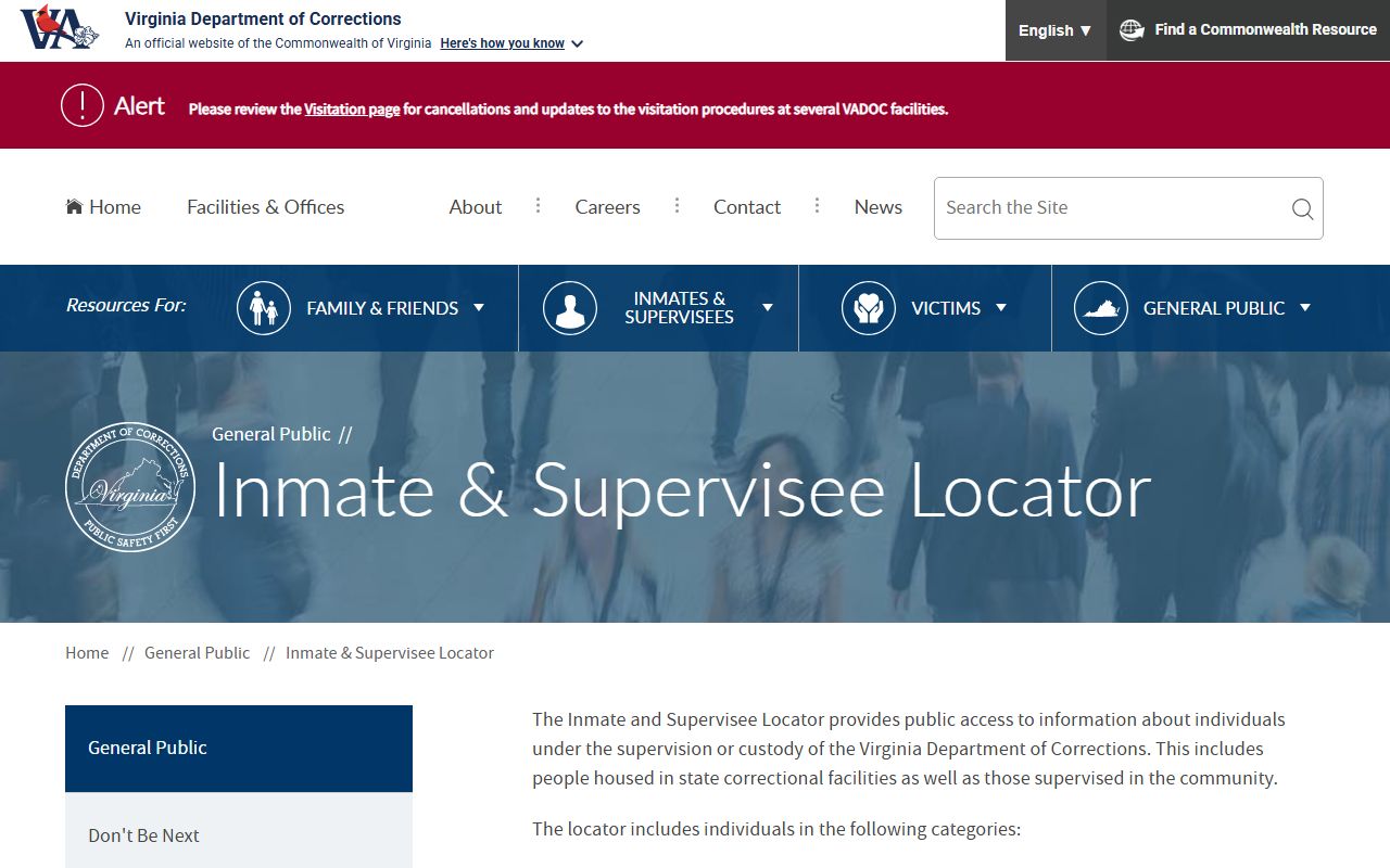 Shenandoah County inmate population VADOC locator search fields